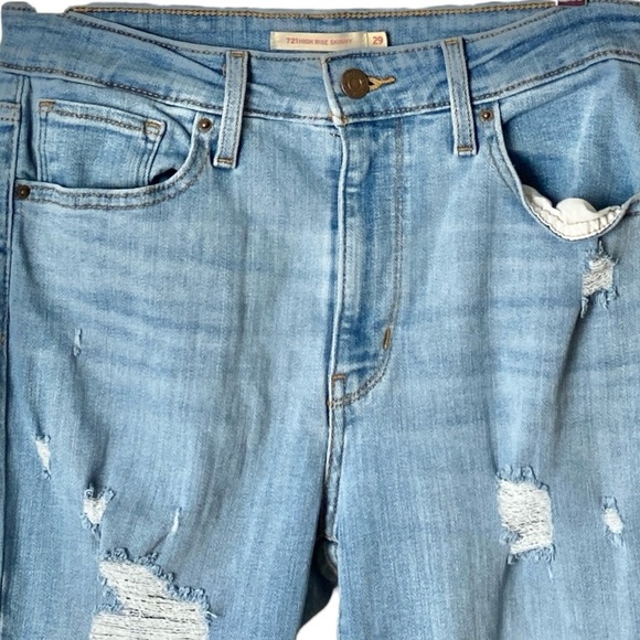 LEVI’S |  Women's 721 High Rise Skinny Light Blue Denim Jeans Size 29 - Picture 5 of 9
